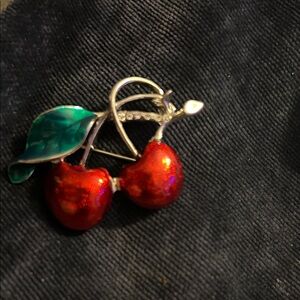 Othr Red and Green Cherry Brooch